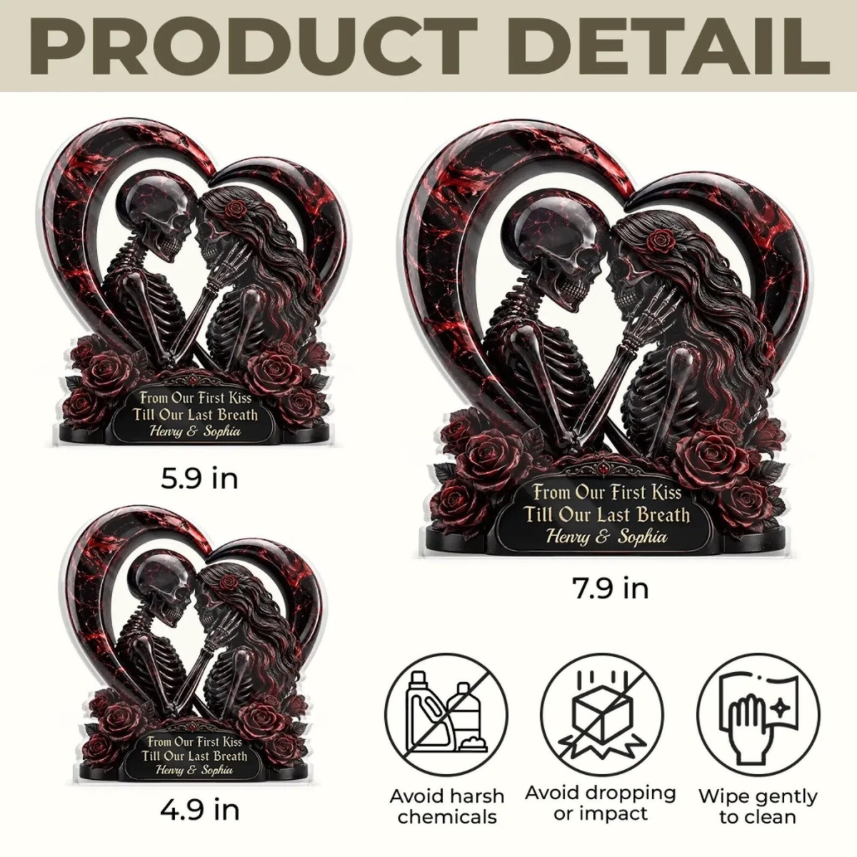 Custom Gothic Skeleton Couple Acrylic Plaque
