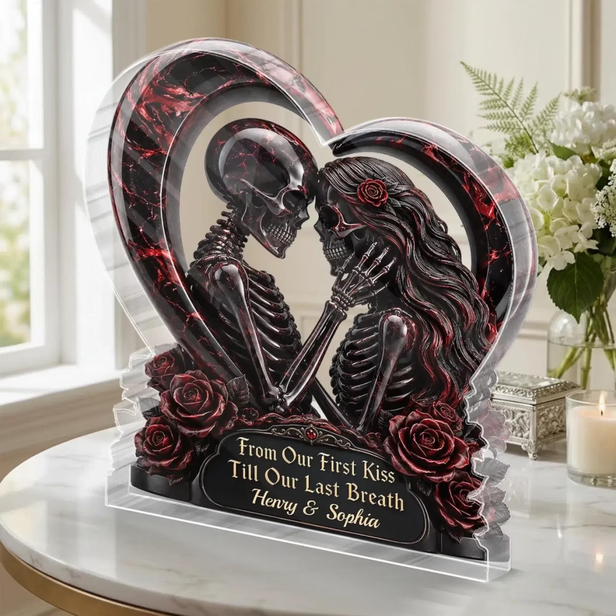 Custom Gothic Skeleton Couple Acrylic Plaque