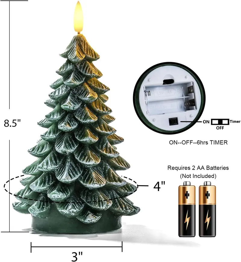 Christmas Tree Candles with 6 Hours Timer