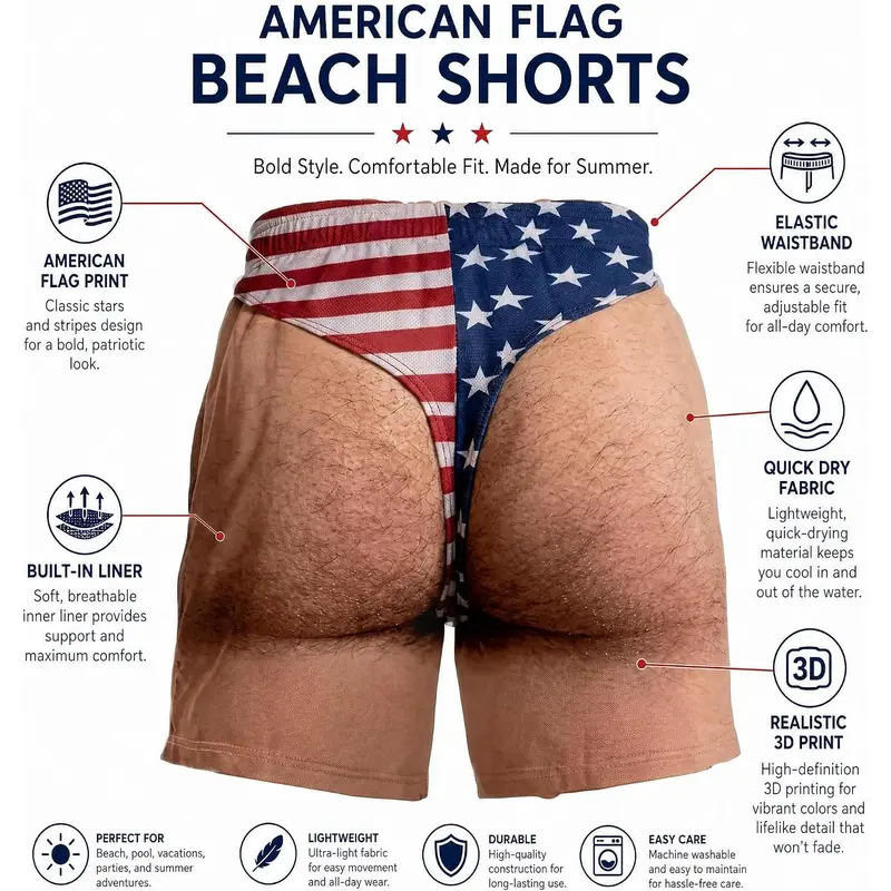 Men's Novelty Patriotic Swim Trunks