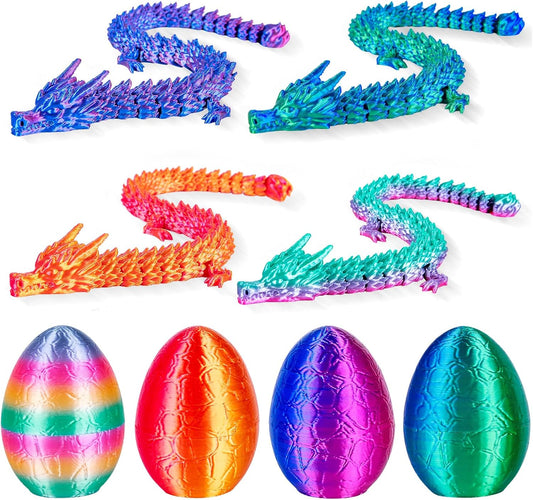 4Pcs 3D Printed Dragon Eggs with Articulated Dragon Inside